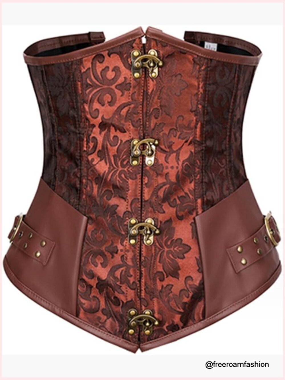 Underbust Corset Steampunk Half Waist Cincher with Adjustable Lace Up Back